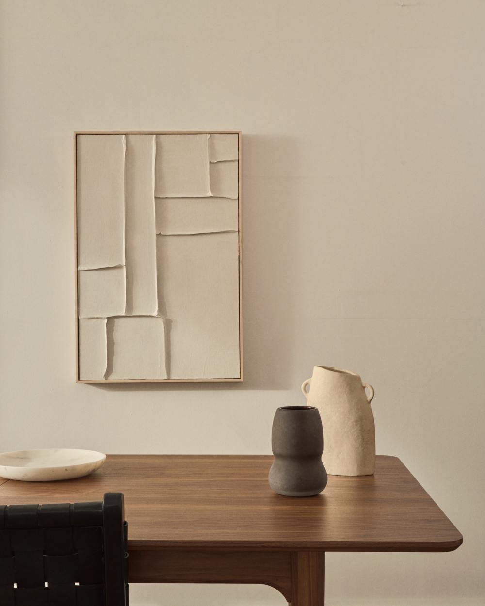 Tableau Klis en lin aux formes géométriques blanc 60 x 90 cm - view 2