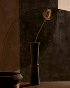 Vase Naro en pierre noire et bois de teck 30 cm - view 2