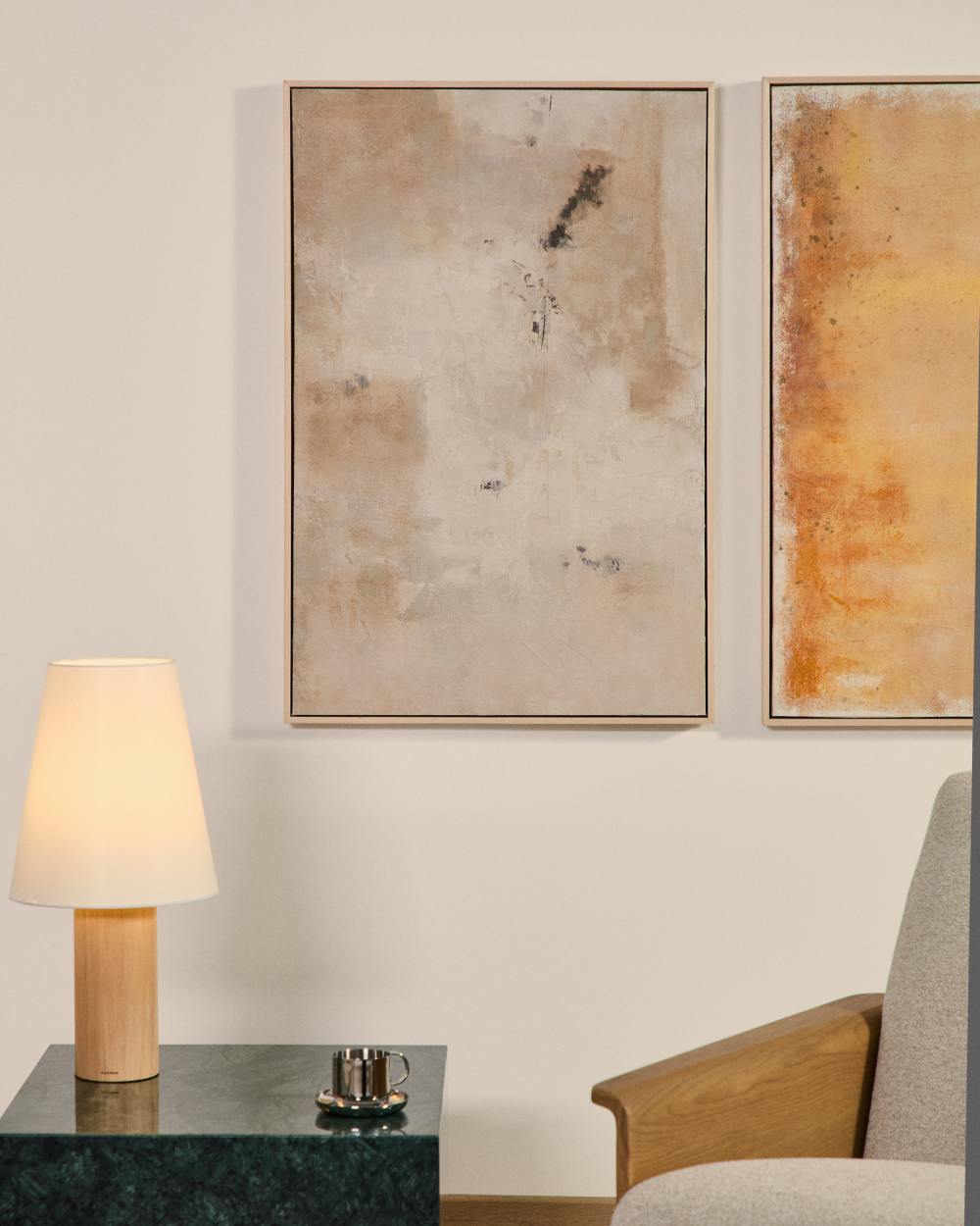 Tableau abstrait Silpa beige 60 x 90 cm - view 4