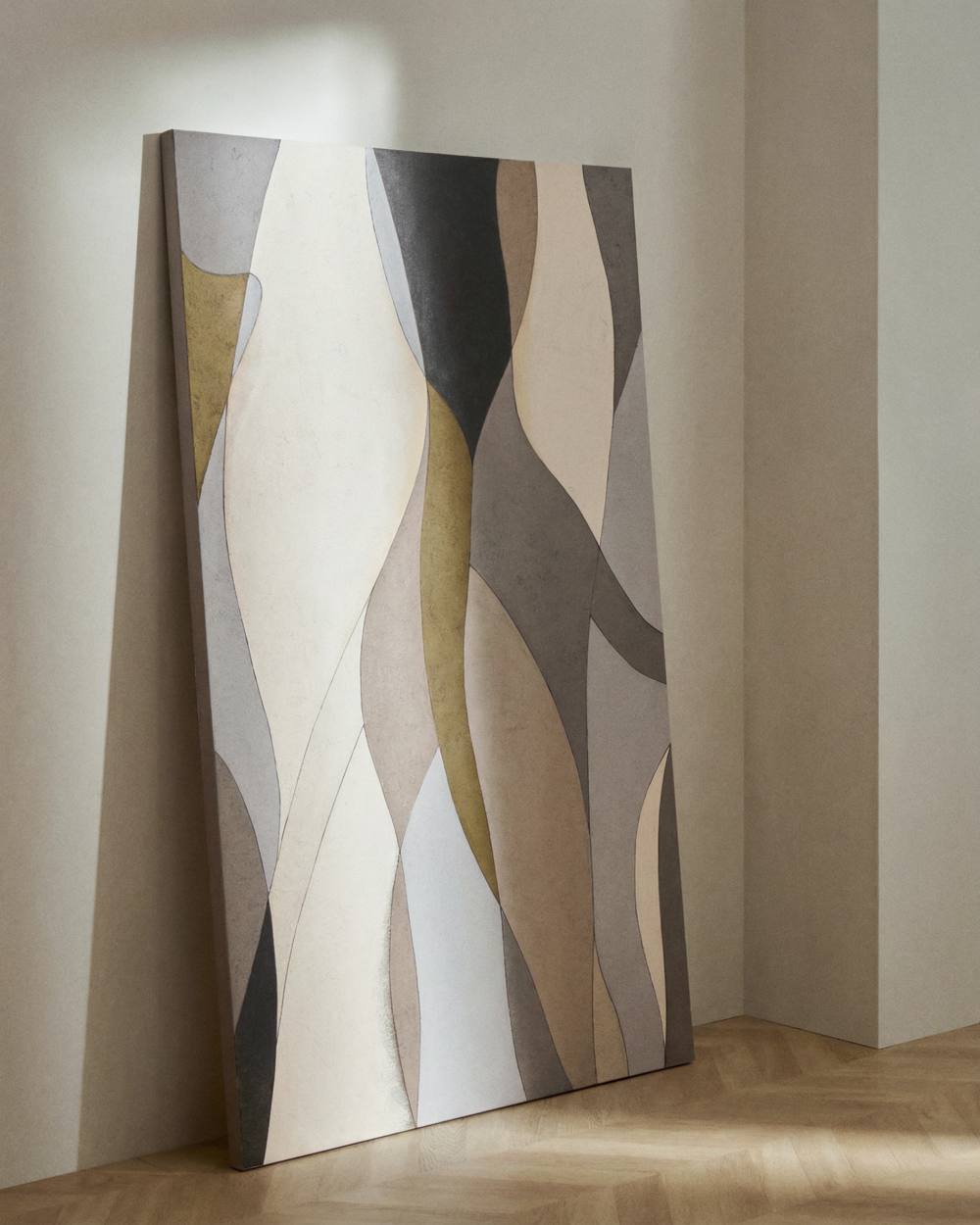 Toile abstraite Marvilo grise et moutarde 120 x 200 cm - view 2