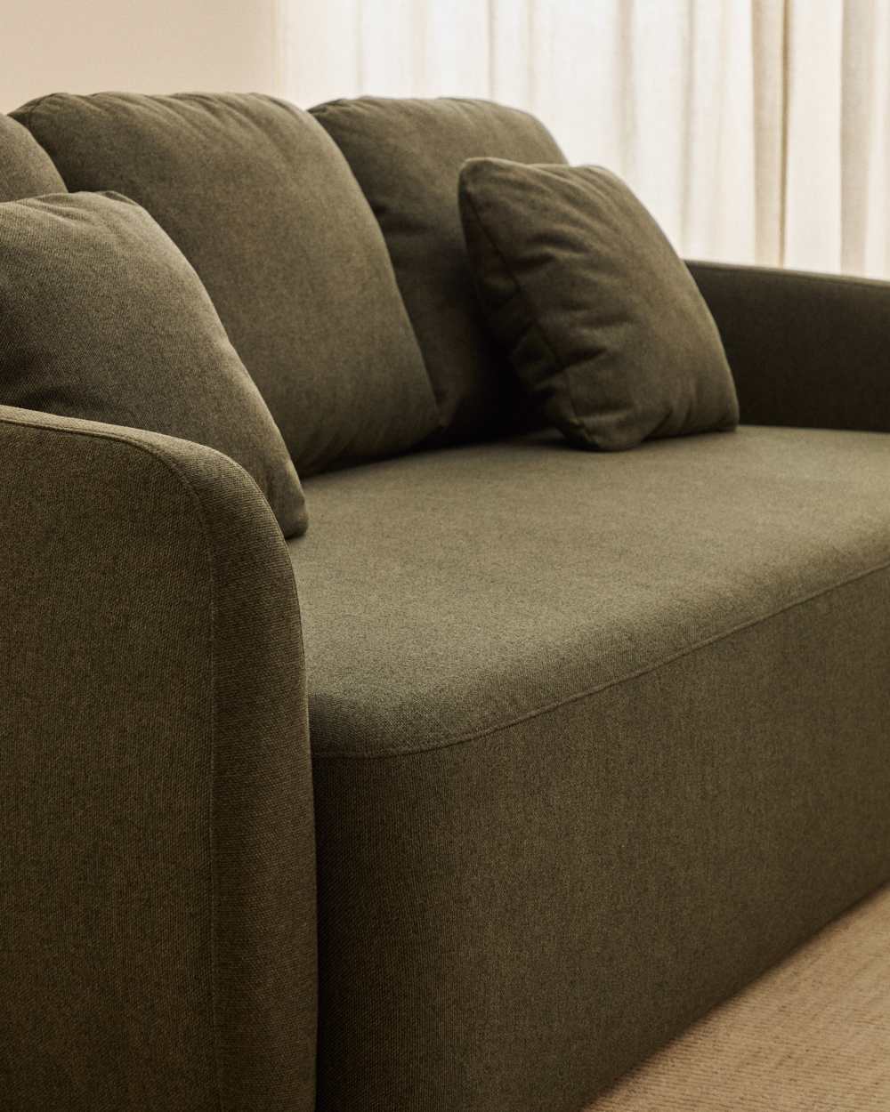 Canapé-lit Laira 3 places en chenille vert foncé 218 cm FSC Mix Credit - view 4