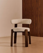 Chaise Granite en tissu chenille beige et bois de frêne finition noyer FSC 100% - view 3