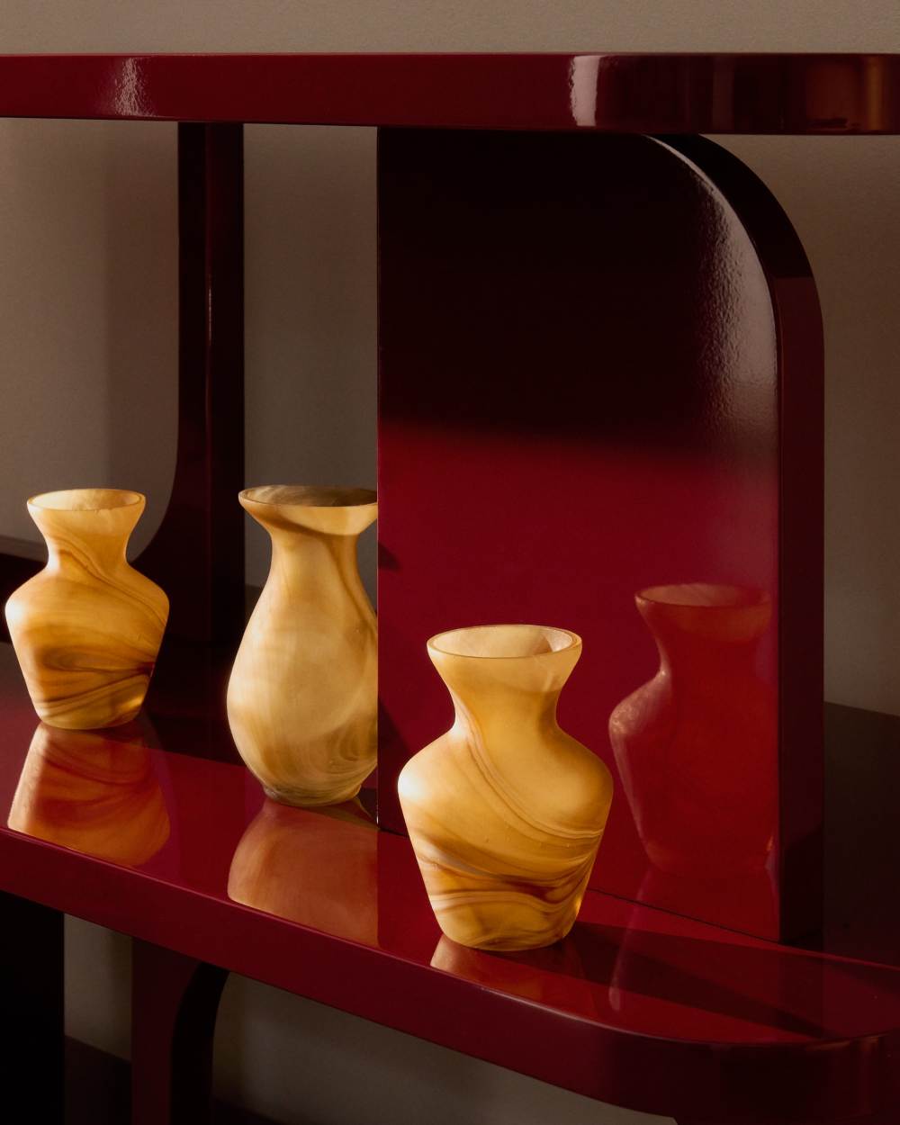 Ensemble Nerola de 3 vases en verre aux tons marron 10 cm / 9,5 cm / 12,5 cm - view 2