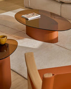 Table basse Olir en verre trempé et acier marron 140 x 80 cm - view 2