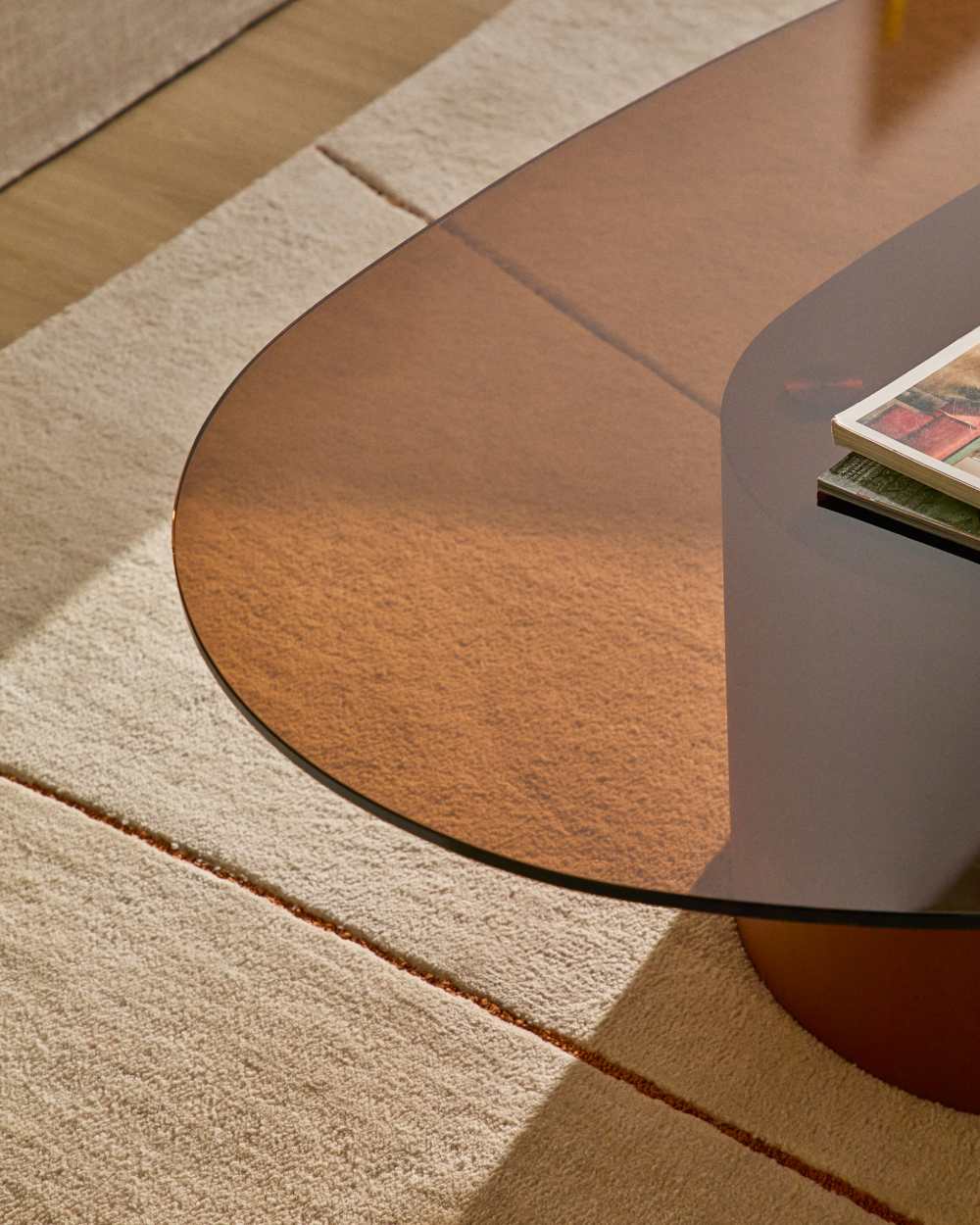 Table basse Olir en verre trempé et acier marron 140 x 80 cm - view 4