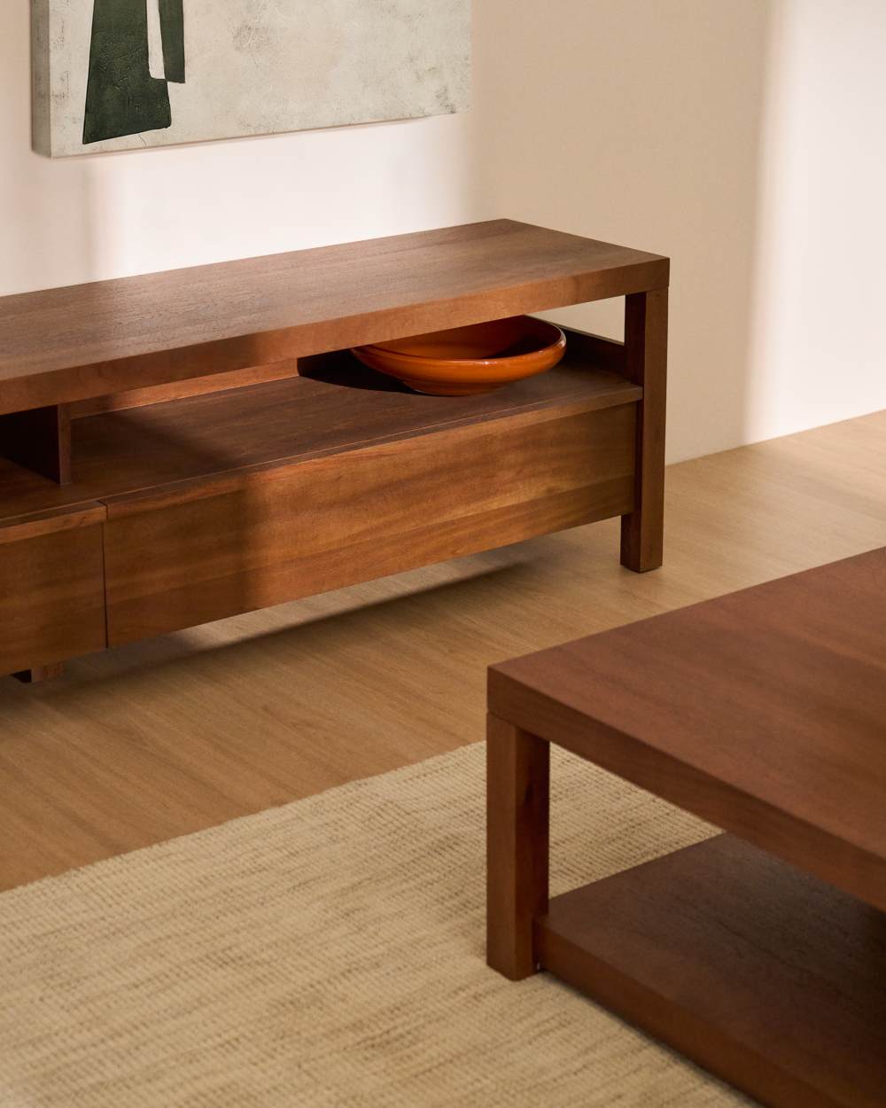 Meuble TV Norani en bois et placage d’acacia 200 x 50 cm - view 4