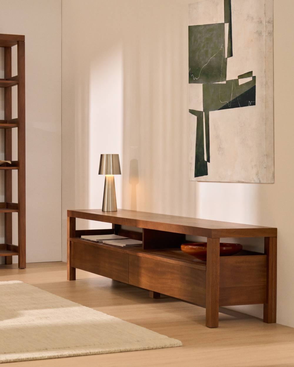Meuble TV Norani en bois et placage d’acacia 200 x 50 cm - view 2