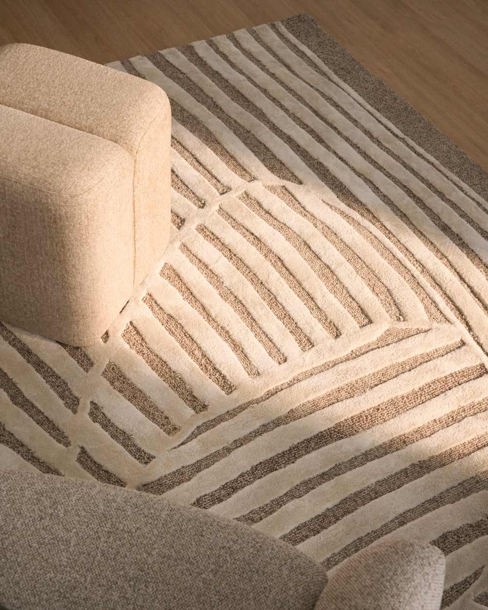 Tapis Colire en laine et viscose beige 160 x 230 cm - view 2