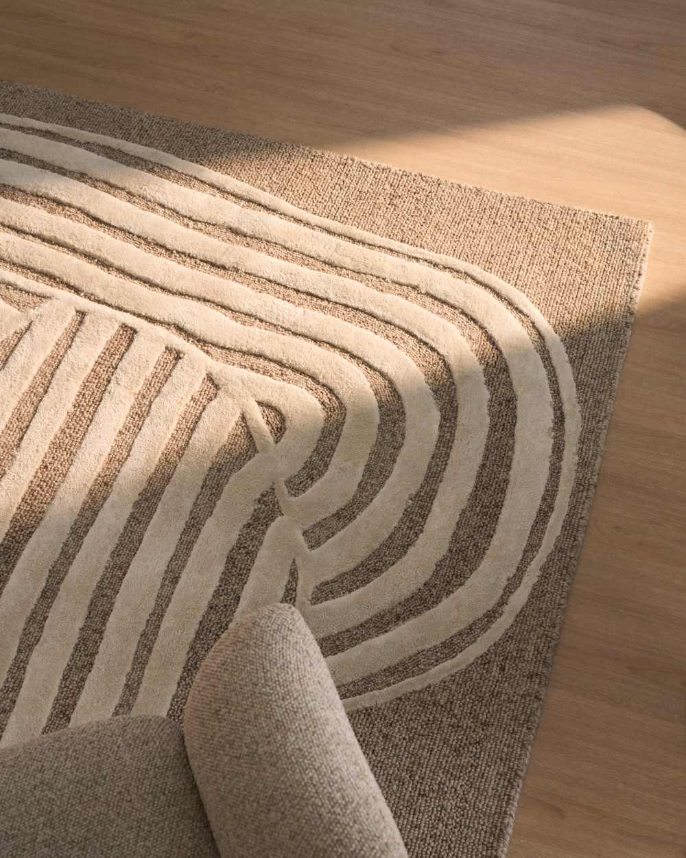 Tapis Colire en laine et viscose beige 160 x 230 cm - view 4