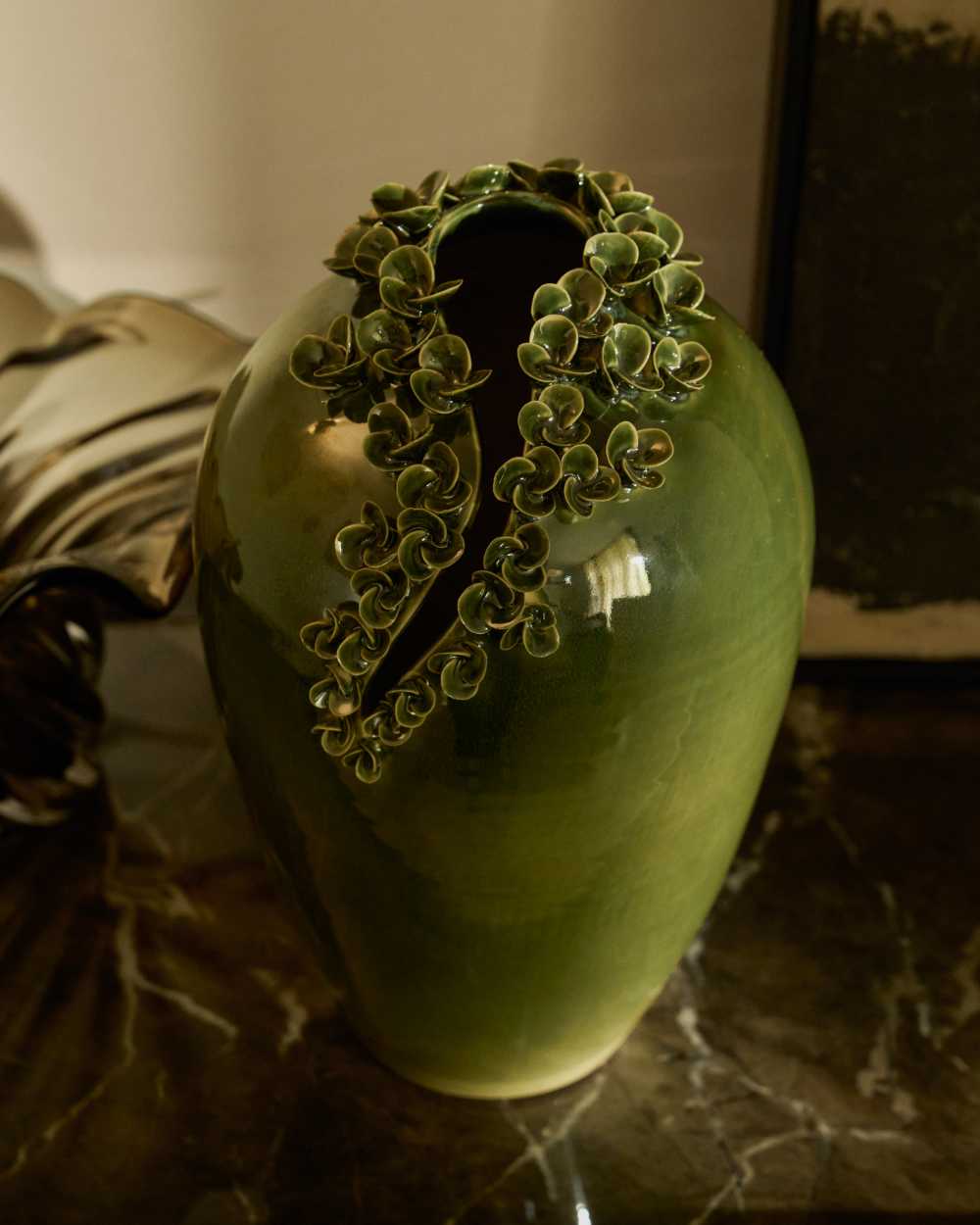 Vase Ederia en céramique vert olive 33 cm - view 2