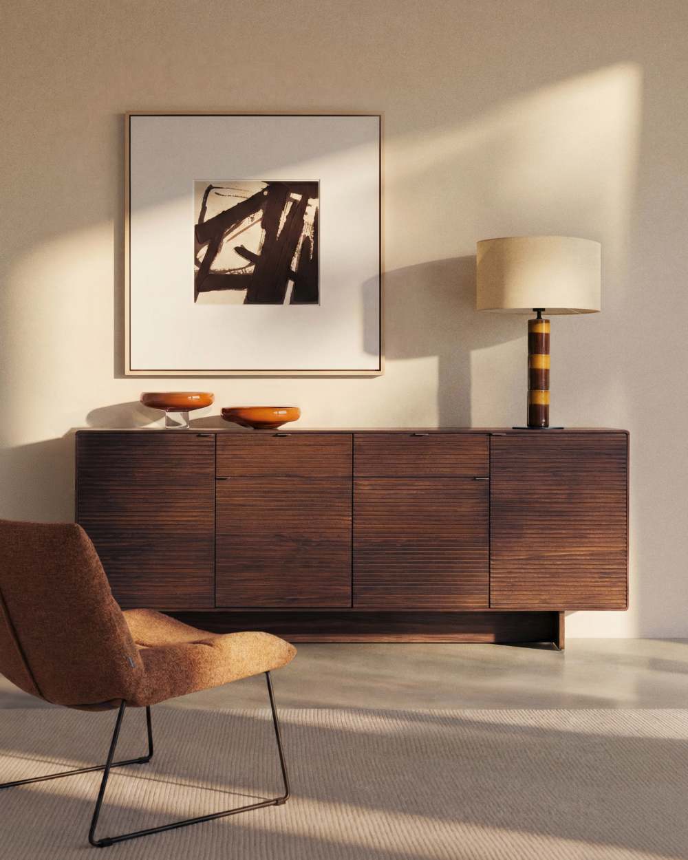 Buffet Norlen 4 portes et 2 tiroirs en placage de noyer FSC Mix Credit 194,5 x 78 cm - view 2