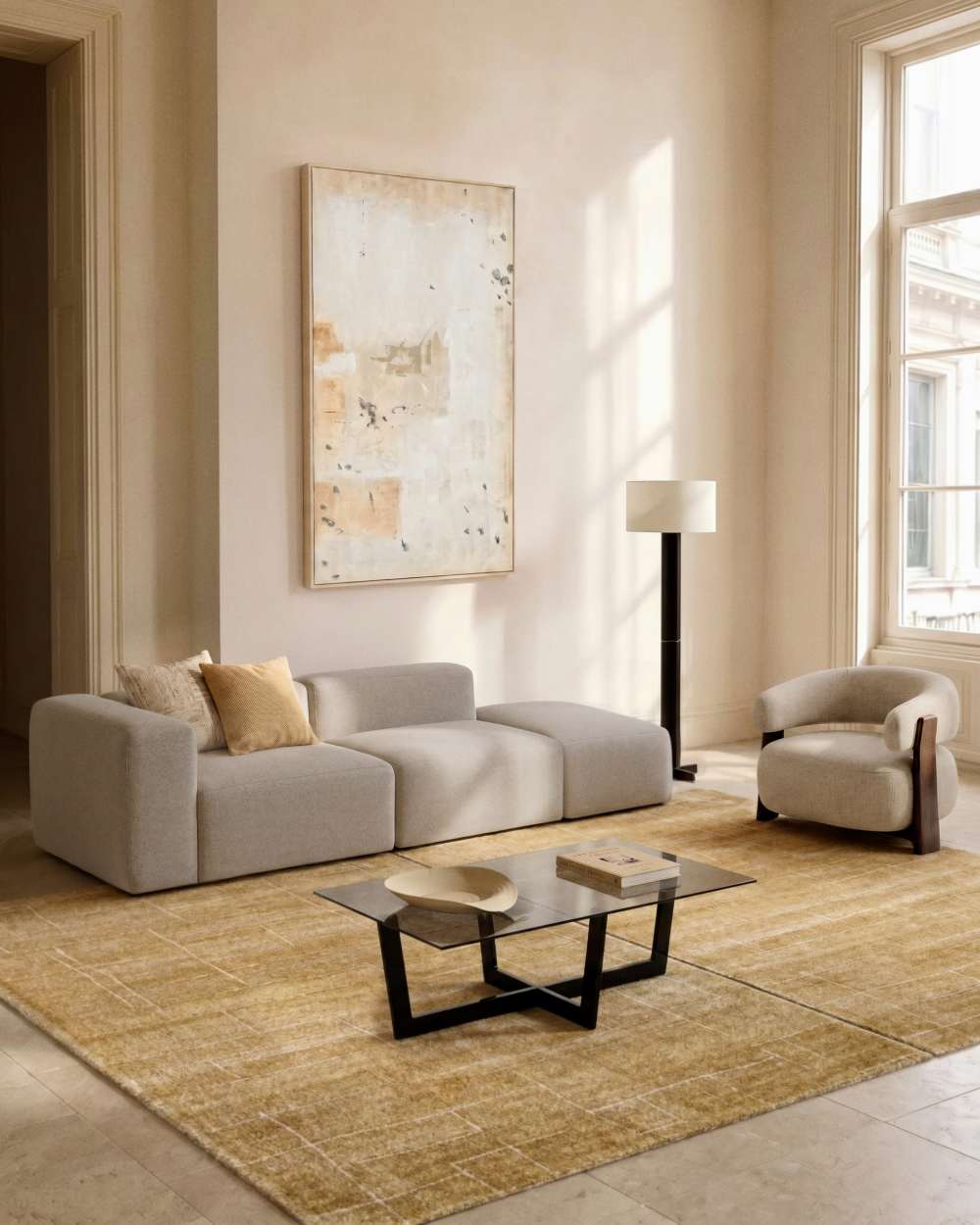 Tableau abstrait Silpa beige foncé 200 x 120 cm - view 2