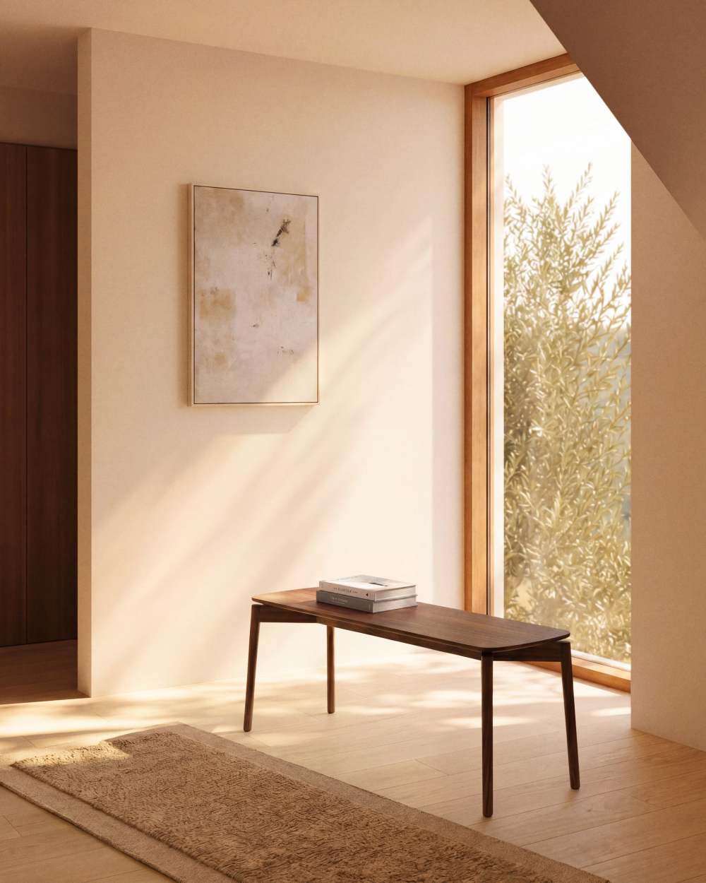 Tapis de couloir Marely en laine beige 200 x 80 cm - view 4