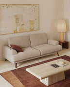 Canapé Karin 3 places en chenille beige et pieds en bois de hêtre avec finition ton naturel 228 cm - view 2
