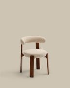 Chaise Granite en tissu chenille beige et bois de frêne finition noyer FSC 100% - view 4