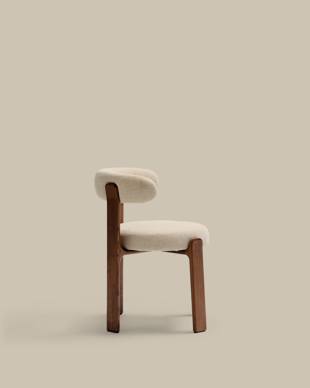 Chaise Granite en tissu chenille beige et bois de frêne finition noyer FSC 100% - view 5