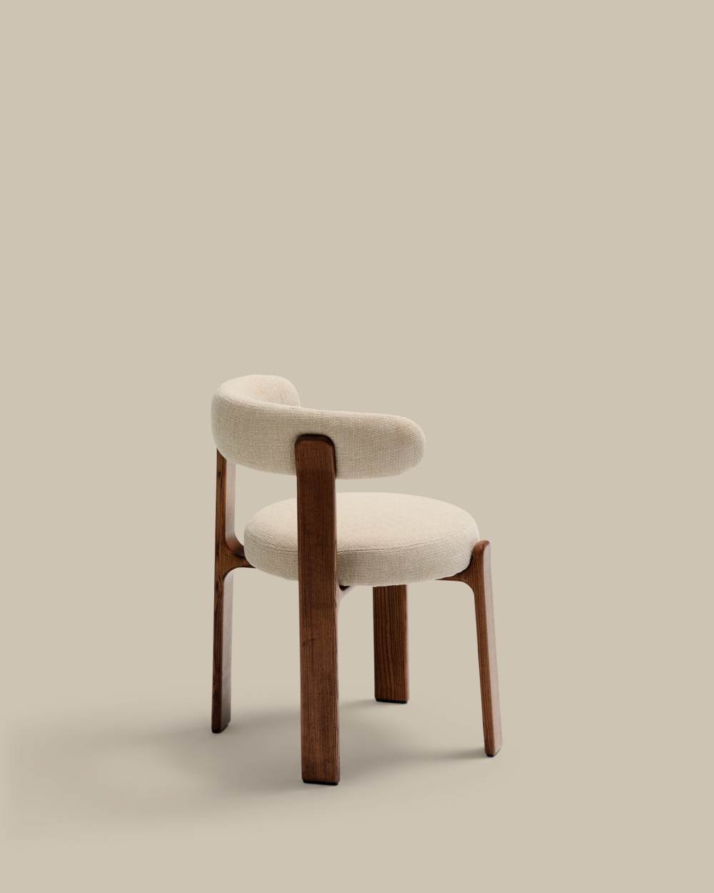 Chaise Granite en tissu chenille beige et bois de frêne finition noyer FSC 100% - view 6