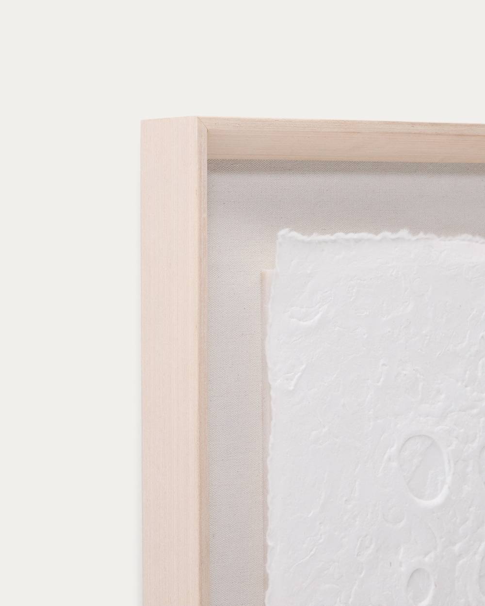 Tableau abstrait Olvin en papier recyclé blanc avec reliefs faits à la main 44 x 94 cm - view 3