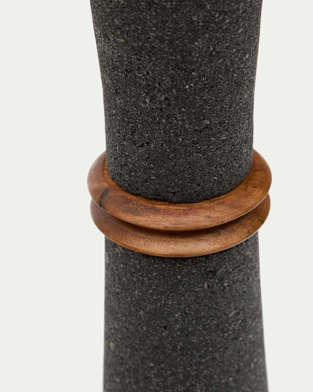 Vase Naro en pierre noire et bois de teck 30 cm - view 5