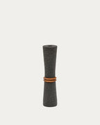 Vase Naro en pierre noire et bois de teck 30 cm