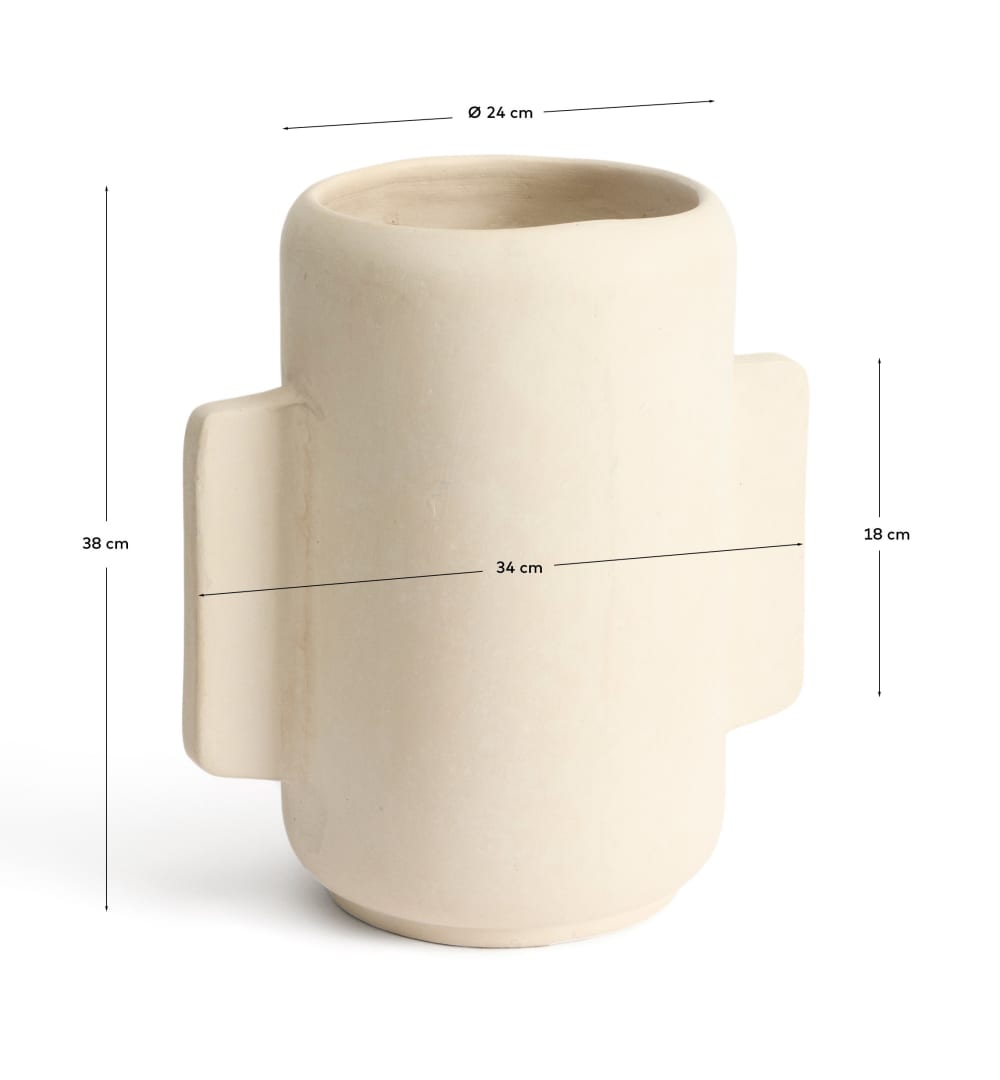 Vase Mireni en papier mâché beige 38 cm - view 6
