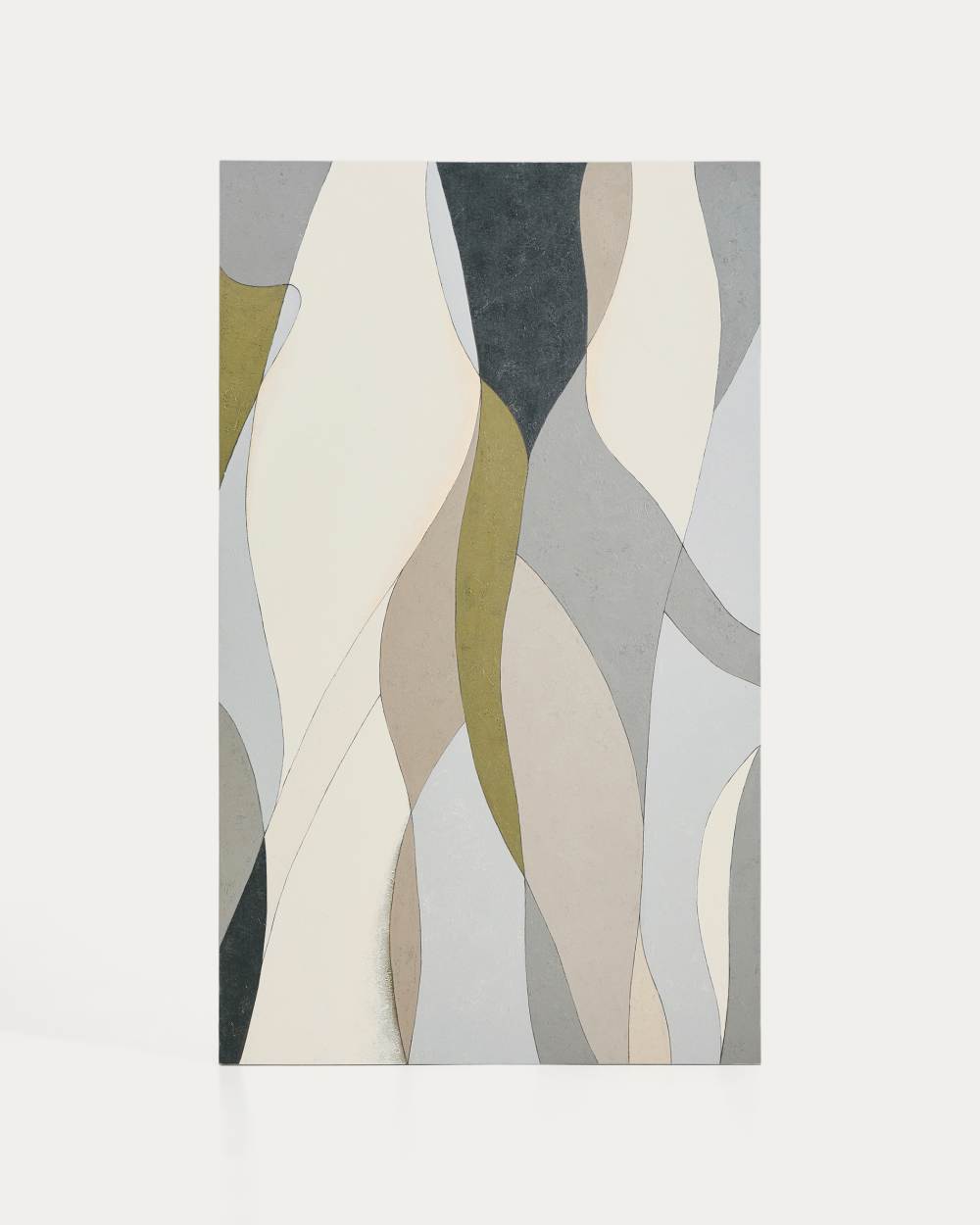 Toile abstraite Marvilo grise et moutarde 120 x 200 cm