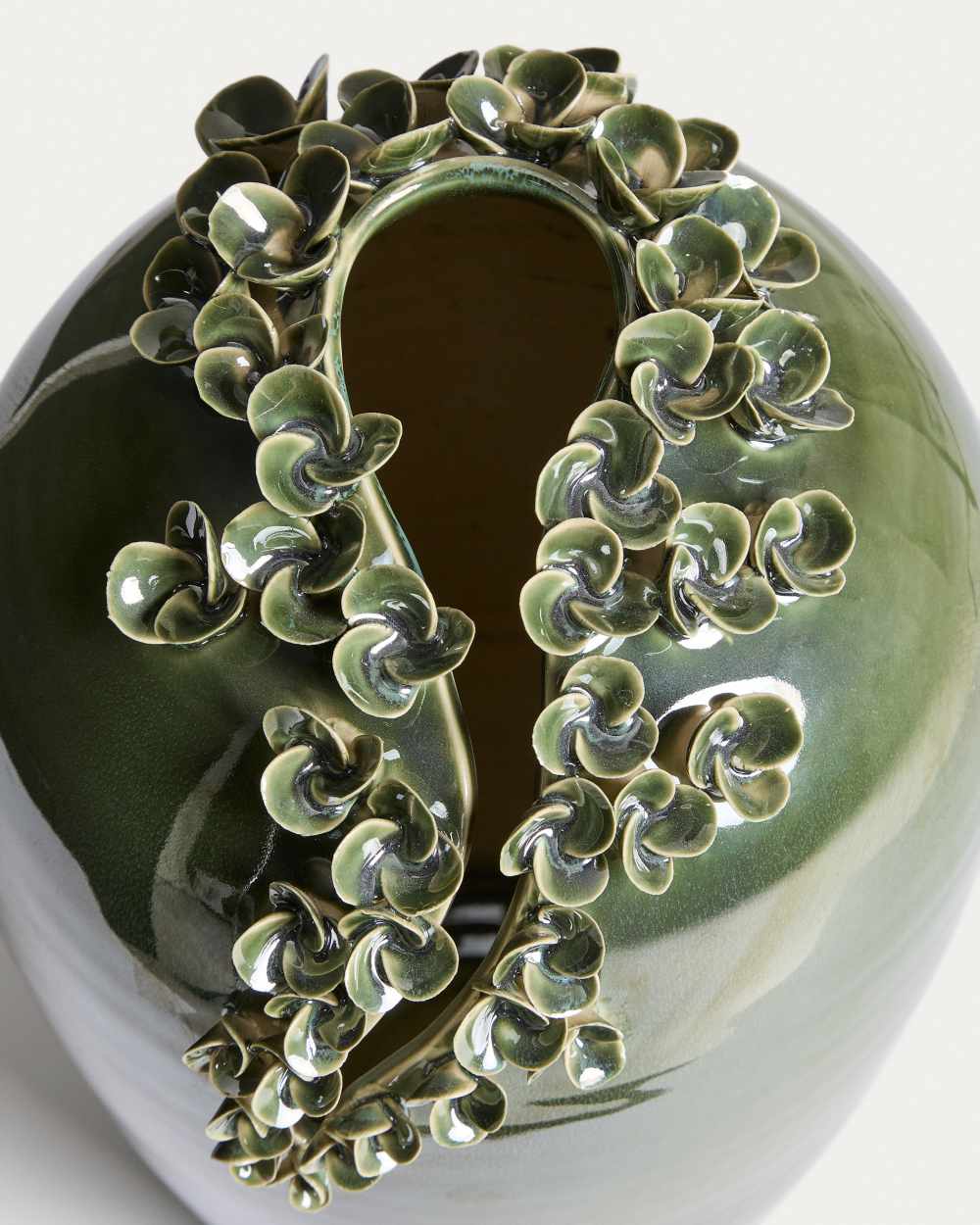 Vase Ederia en céramique vert olive 33 cm - view 3