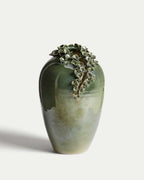 Vase Ederia en céramique vert olive 33 cm