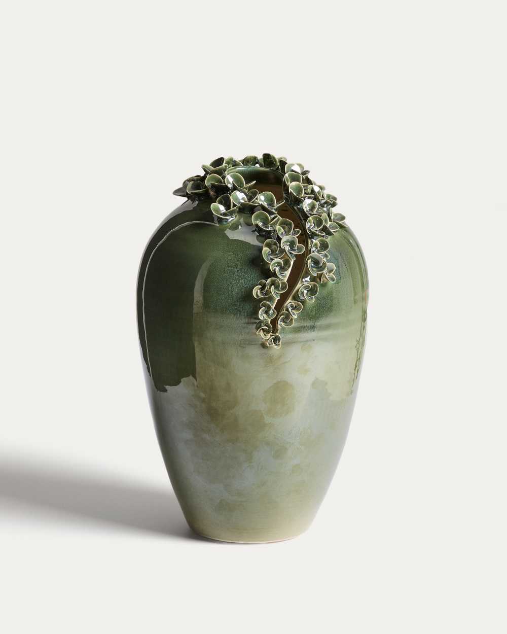 Vase Ederia en céramique vert olive 33 cm