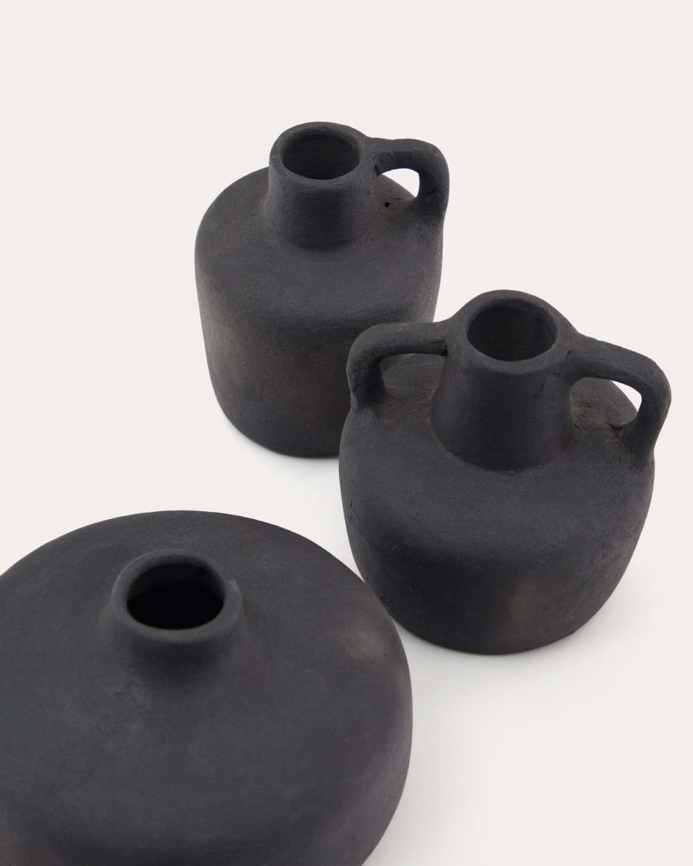 Ensemble Sofra de 3 vases en terre cuite, finition noire 6 cm / 7 cm / 10 cm - view 3