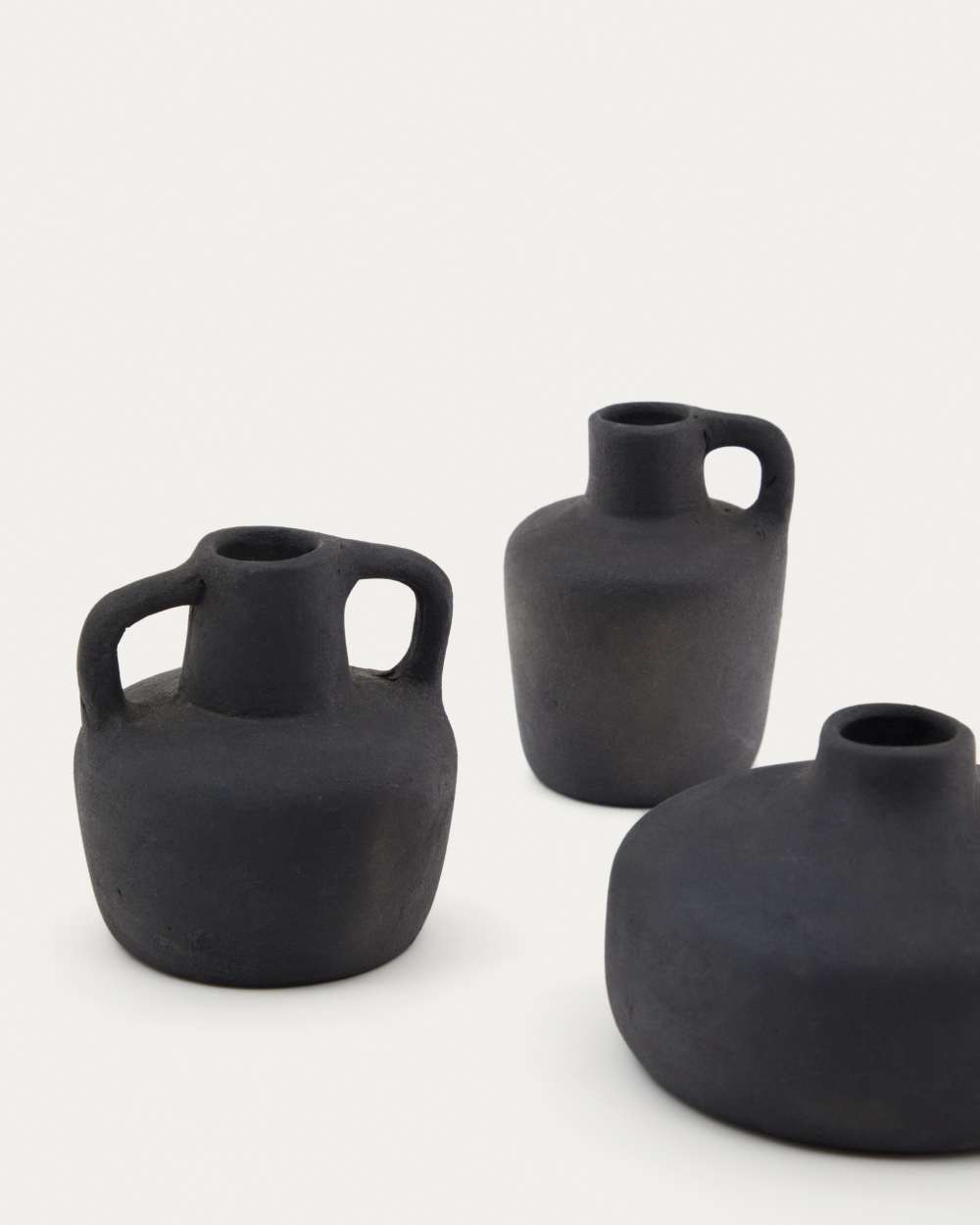 Ensemble Sofra de 3 vases en terre cuite, finition noire 6 cm / 7 cm / 10 cm - view 5