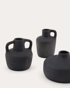Ensemble Sofra de 3 vases en terre cuite, finition noire 6 cm / 7 cm / 10 cm - view 5