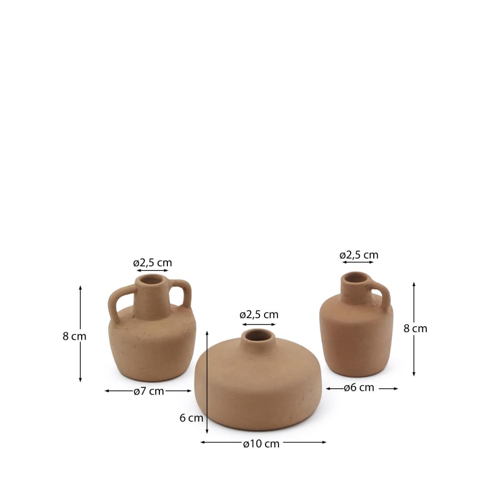 Ensemble Sofra de 3 vases en terre cuite 6 cm / 7 cm / 10 cm - view 5