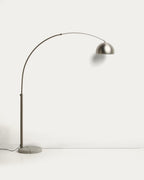 Lampadaire Madali en acier avec finition brossée argentée et marbre blanc