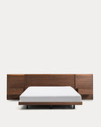 Lit Norlen avec 2 tables de nuit en placage de noyer avec finition foncée et lumière LED pour matelas 180 x 200 cm FSC Mix Credit - view 5