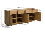 Buffet Arelida en placage et bois de chêne finition marron clair 200 x 80 cm FSC Mix Credit - view 6