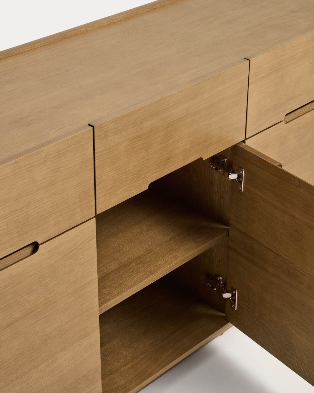 Buffet Arelida en placage et bois de chêne finition marron clair 200 x 80 cm FSC Mix Credit - view 3