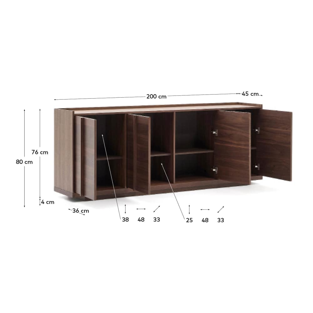Buffet Onix en placage de noyer finition foncée 200 x 80 cm FSC Mix Credit - view 6