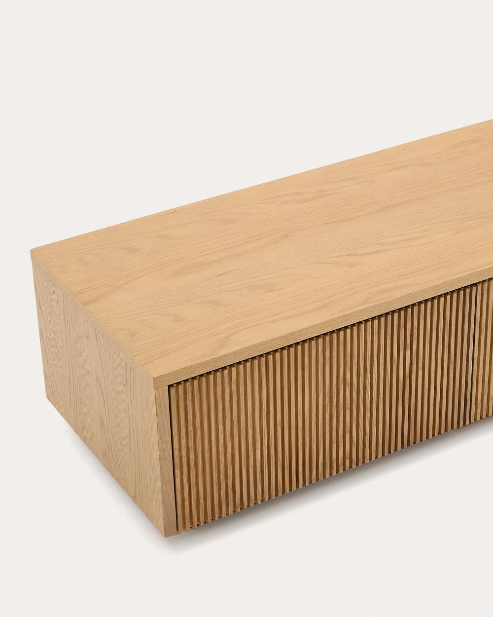 Meuble TV Helvine 4 tiroirs en placage de chêne 200 x 30 cm FSC 100 % - view 5