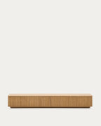 Meuble TV Helvine 4 tiroirs en placage de chêne 200 x 30 cm FSC 100 %