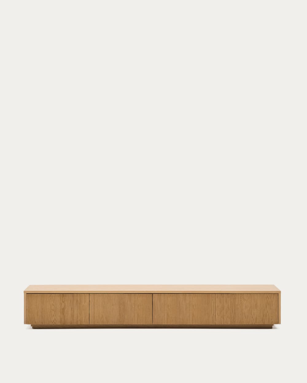 Meuble TV Helvine 4 tiroirs en placage de chêne 200 x 30 cm FSC 100 %