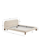 Lit déhoussable Odina en tissu bouclette écrue et pieds en bois de frêne avec finition ton noyer pour matelas de 180 x 200 cm FSC 100% - view 6
