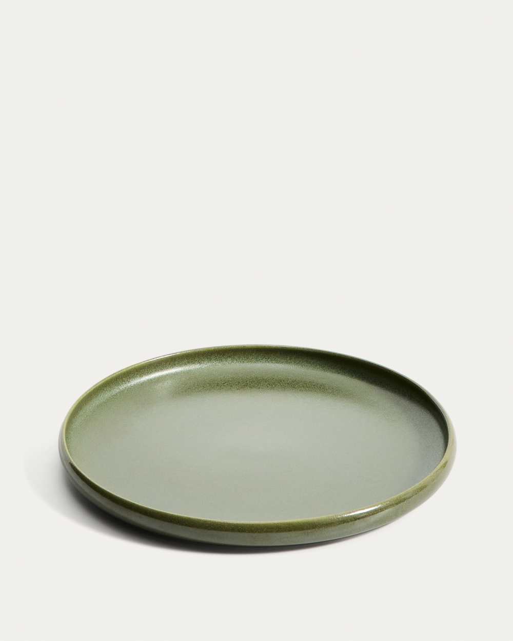 Assiette plate Uilo en céramique verte