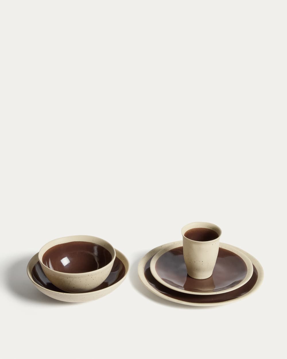 Bol Nale en céramique beige avec fond marron - view 5