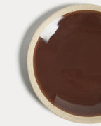 Assiette à dessert Nale en céramique beige avec fond marron - view 3
