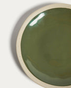 Assiette à dessert Nale en céramique beige avec fond vert - view 3