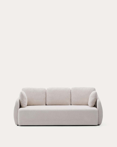 Canapé-lit Laira 3 places en chenille couleur écrue 218 cm FSC Mix Credit