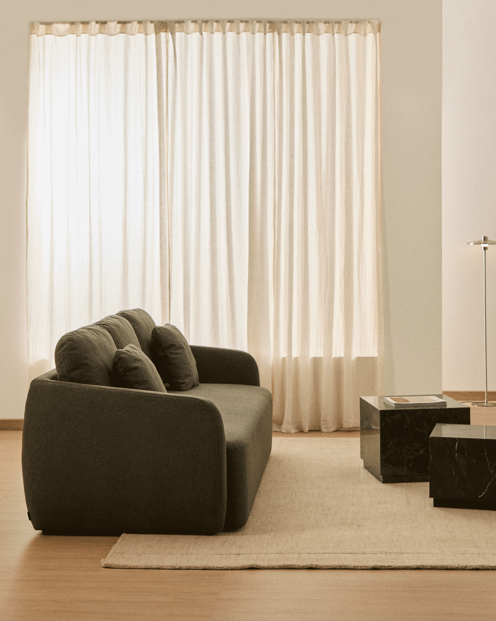 Canapé-lit Laira 3 places en chenille vert foncé 218 cm FSC Mix Credit - view 2