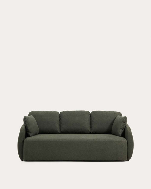 Canapé-lit Laira 3 places en chenille vert foncé 218 cm FSC Mix Credit