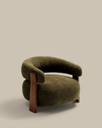 Fauteuil Granite en tissu chenille vert et pieds en bois de frêne finition noyer FSC 100 % - view 4